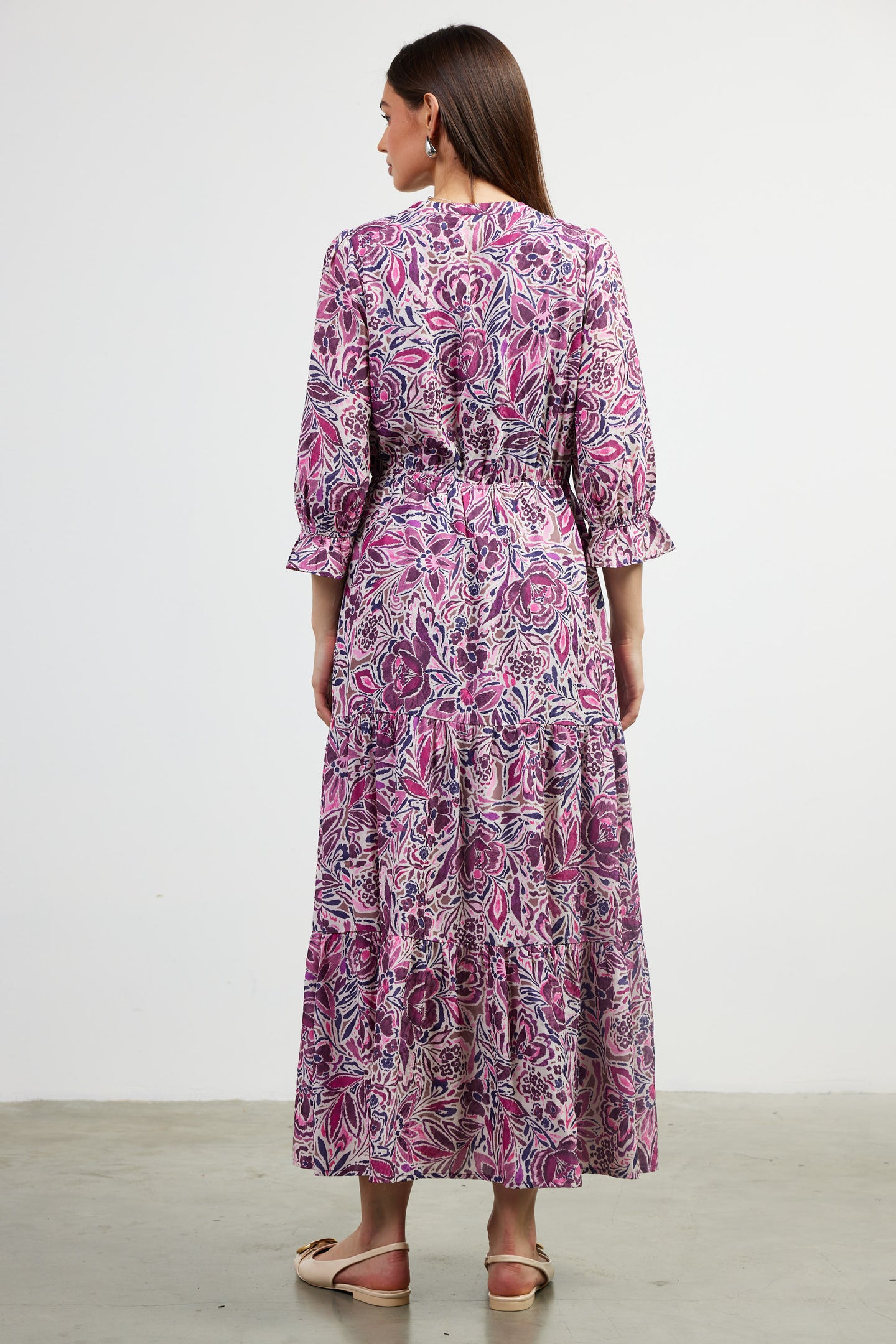 Jacquard Floral Motif Maxi Dress