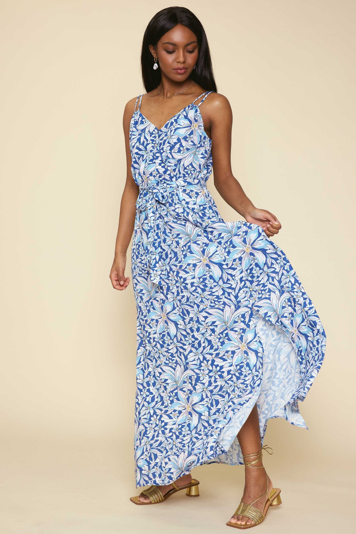 Floral Print Maxi Wrap Dress