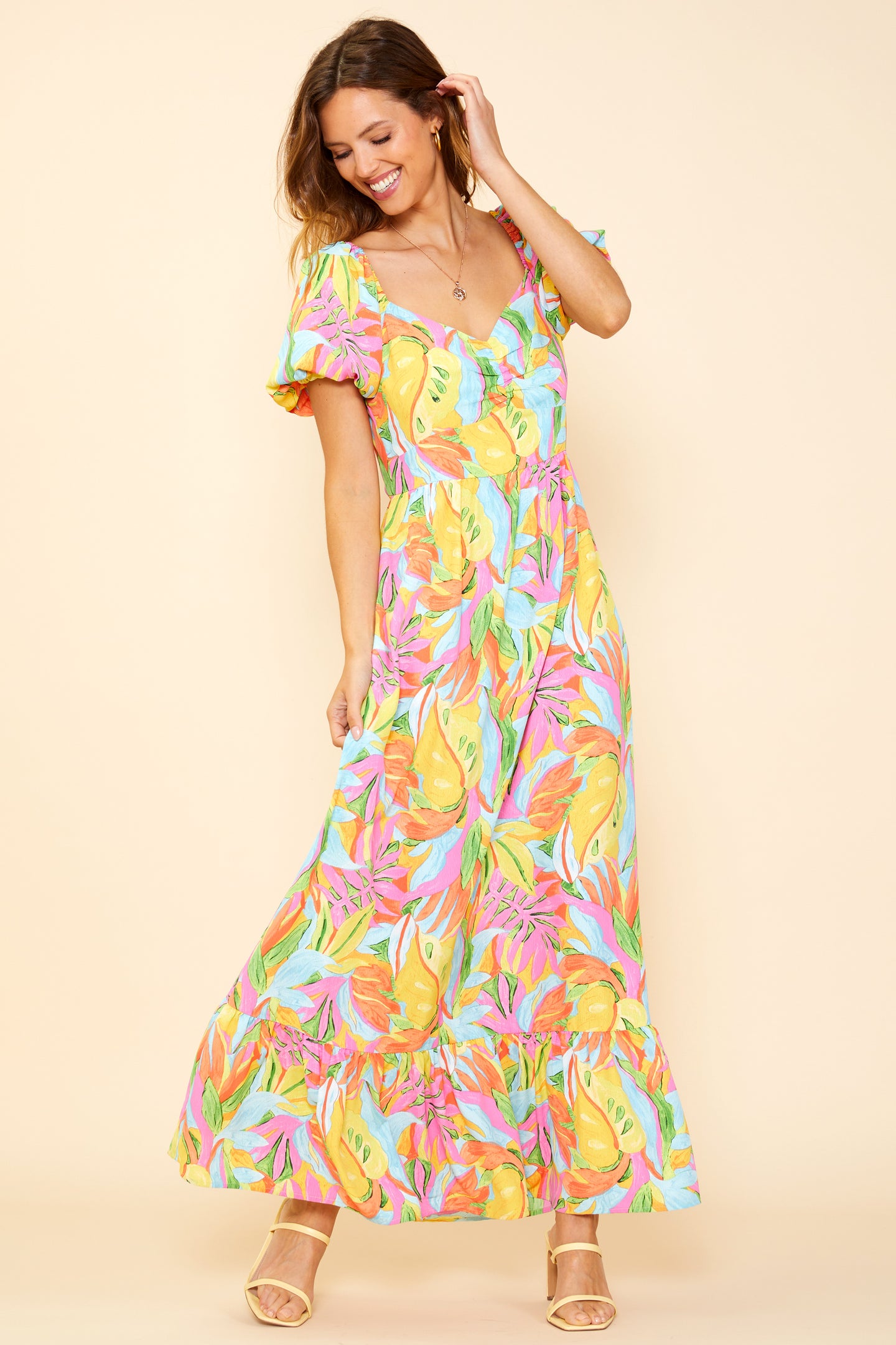 Lily Print Smocked Back Maxi Dress