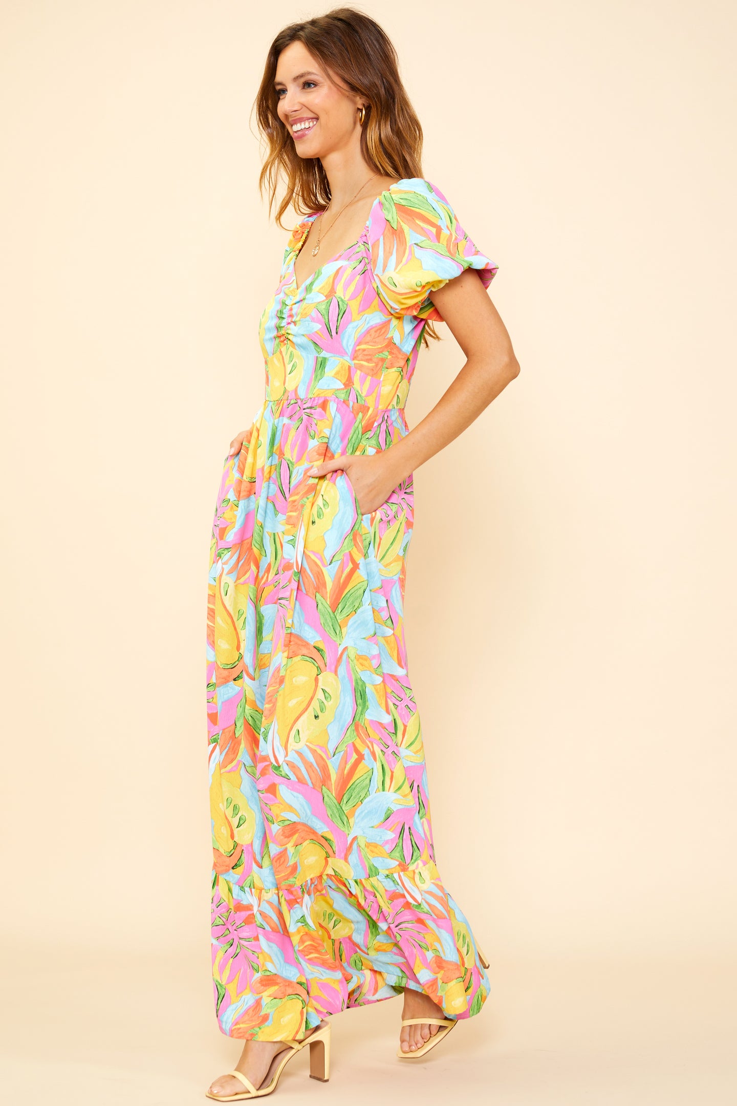 Lily Print Smocked Back Maxi Dress