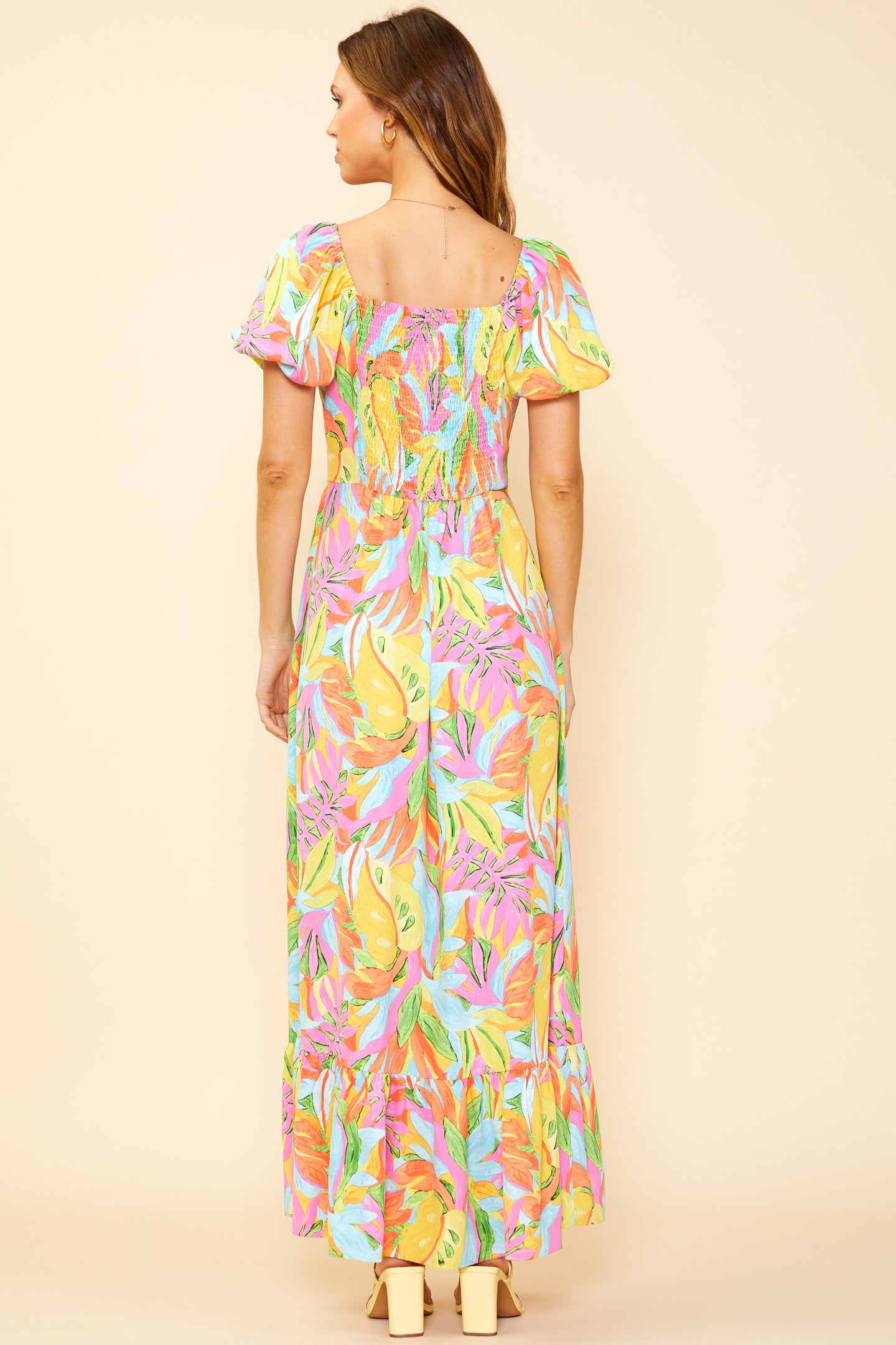 Lily Print Smocked Back Maxi Dress