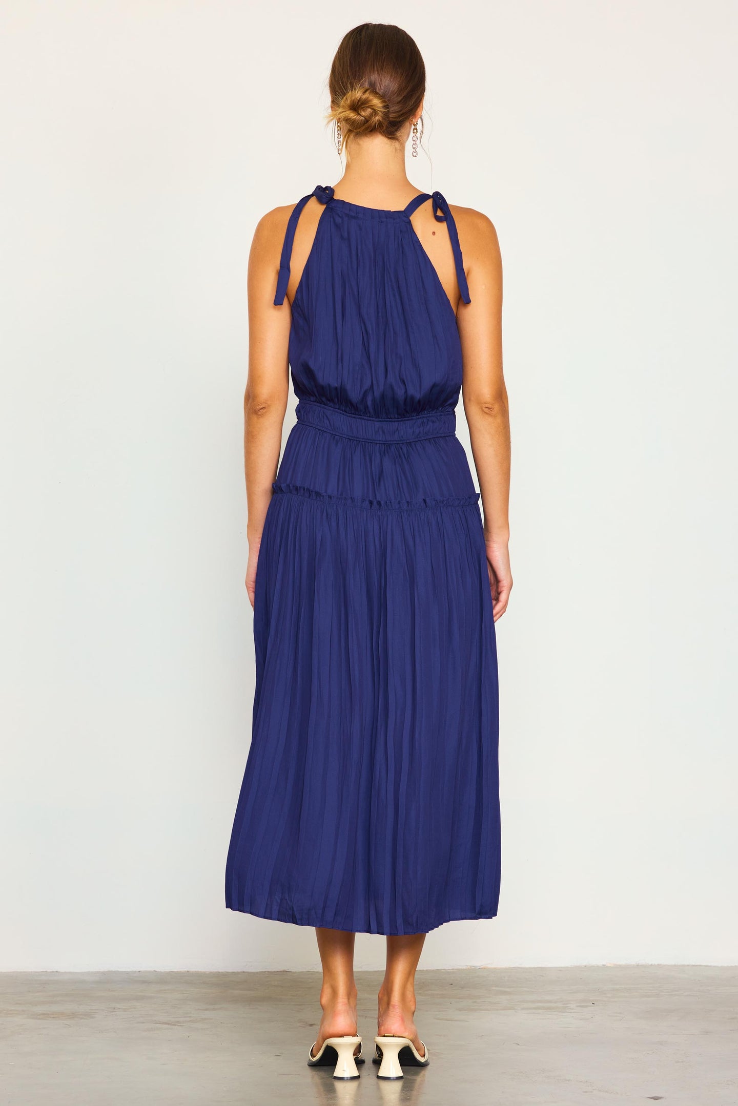 Pleated Halter Midi Dress