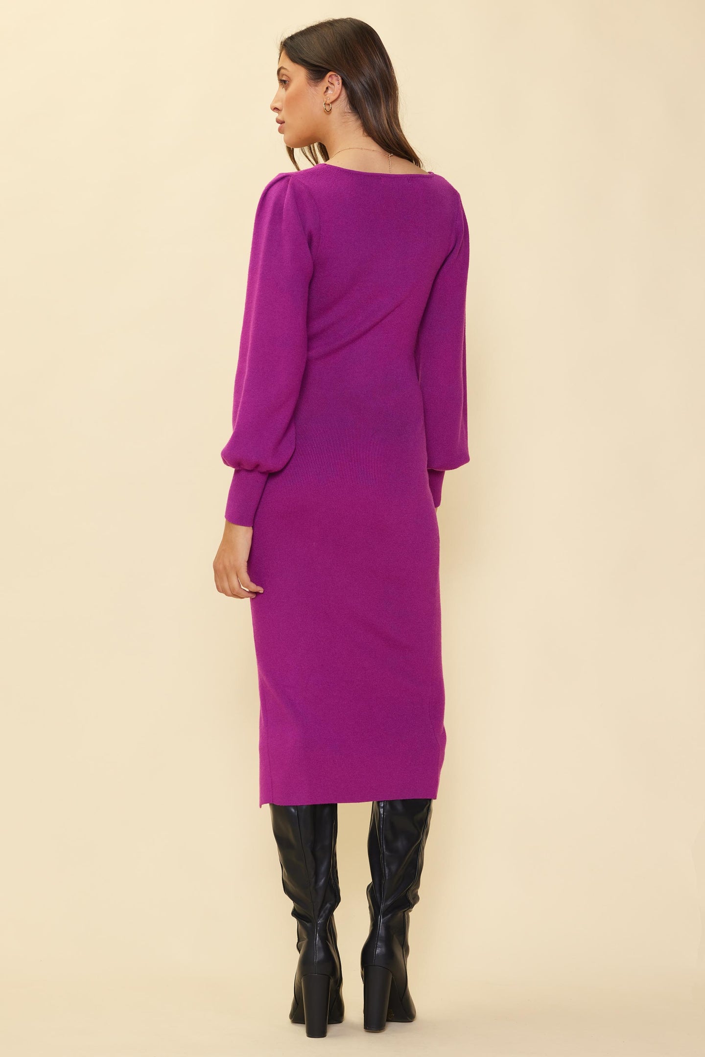 Longsleeve Square Neck Knit Dress