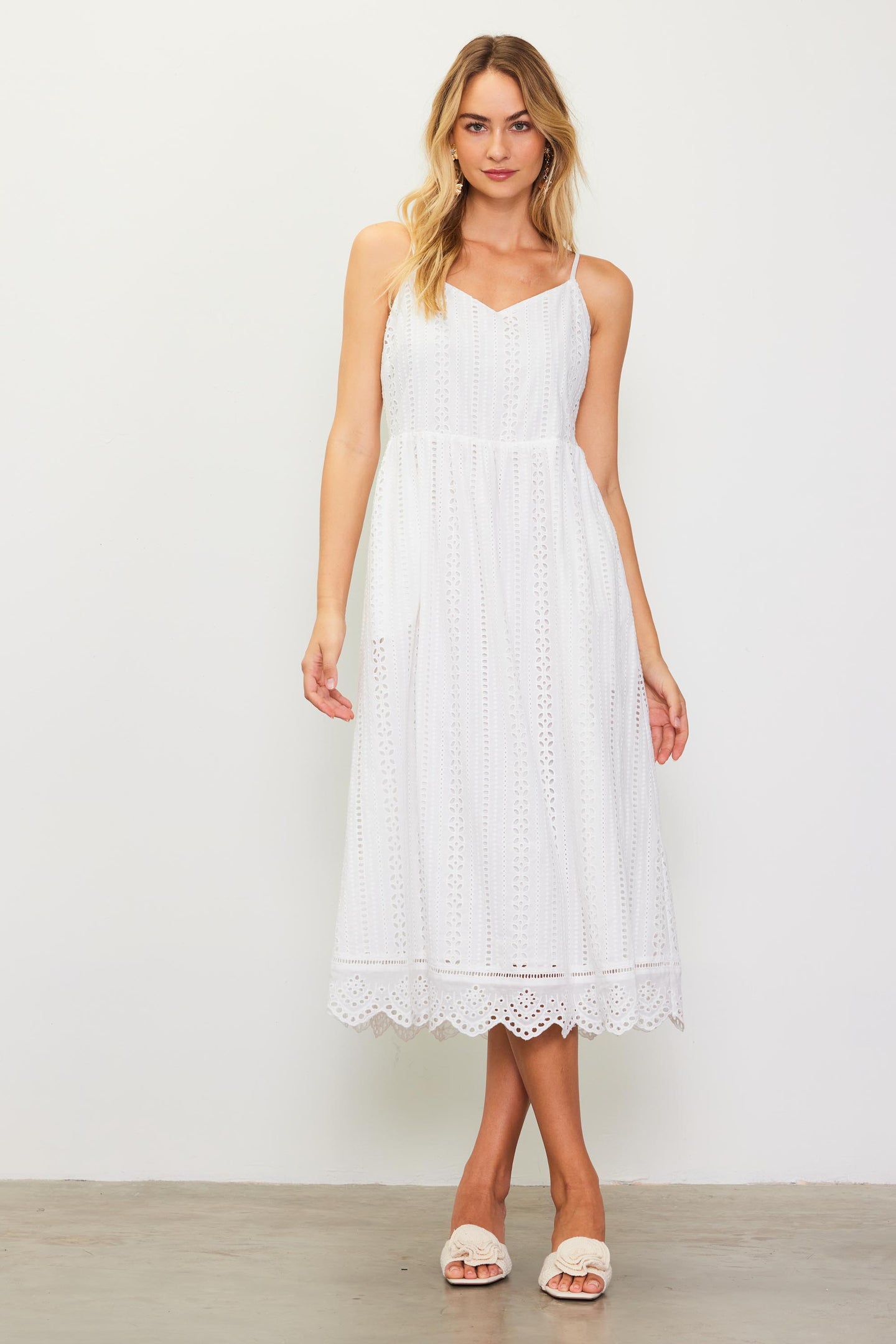 Eyelet Lace Midi Dress