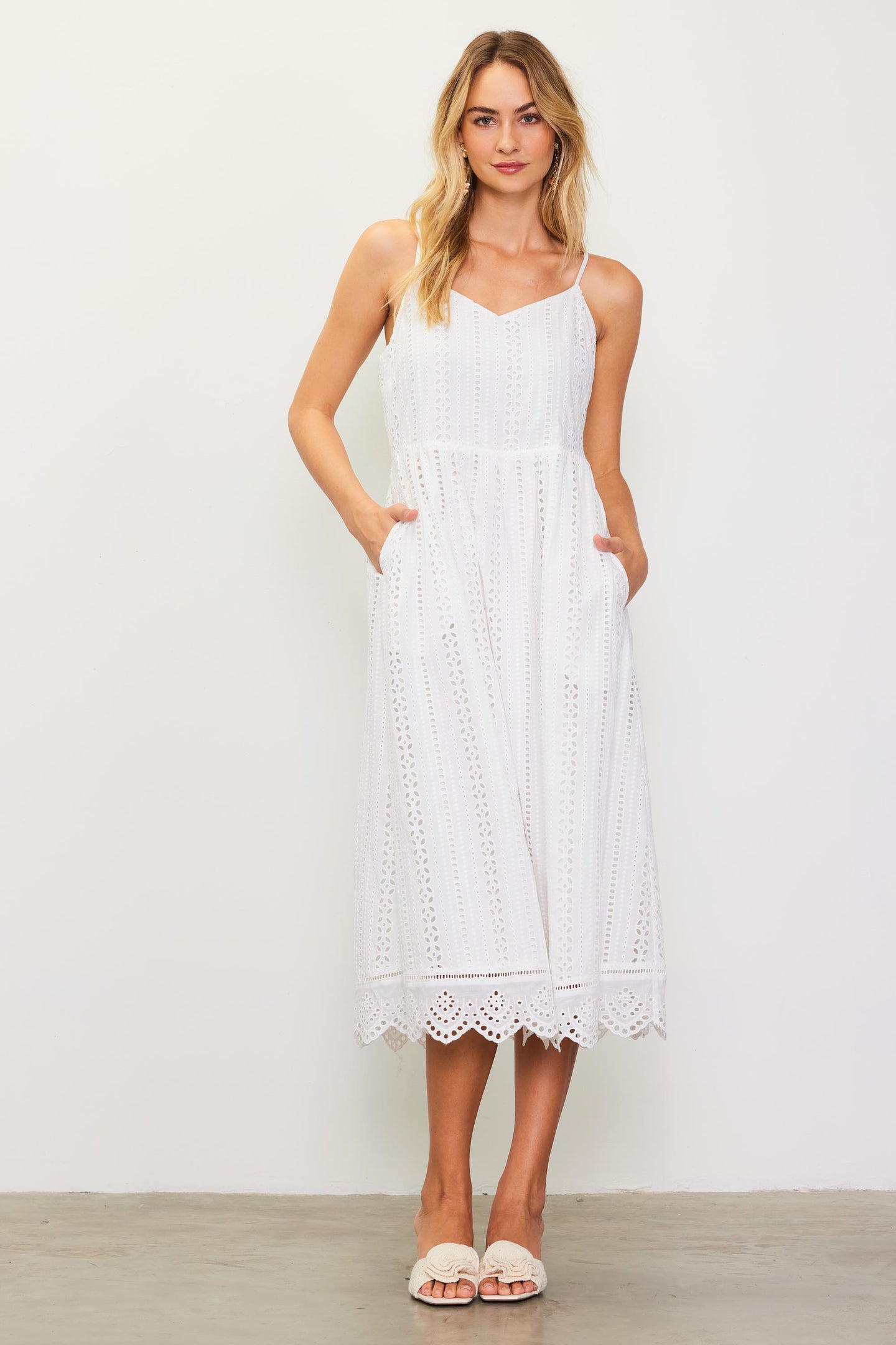 Eyelet Lace Midi Dress