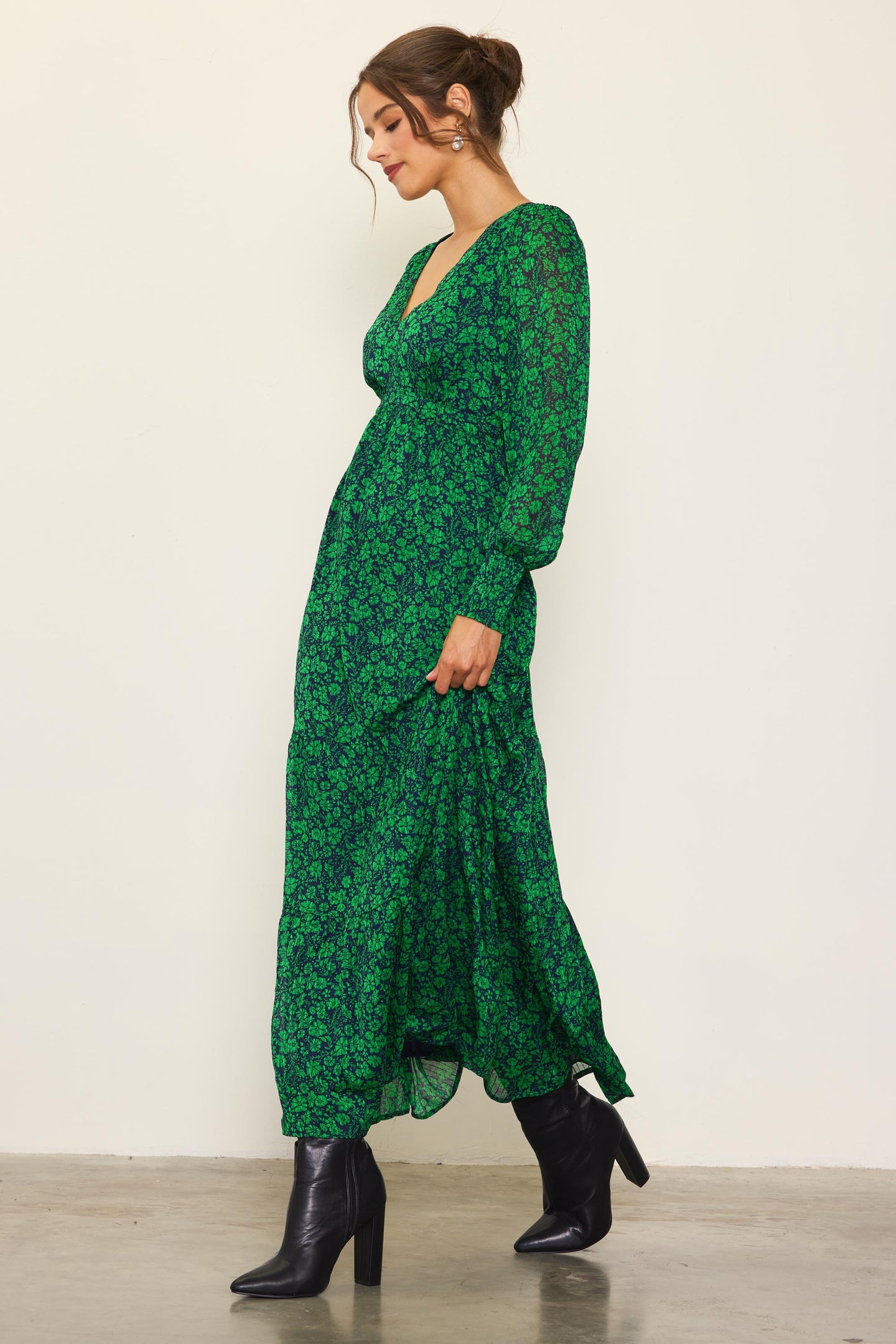 Lily Print Longsleeve Maxi Dress