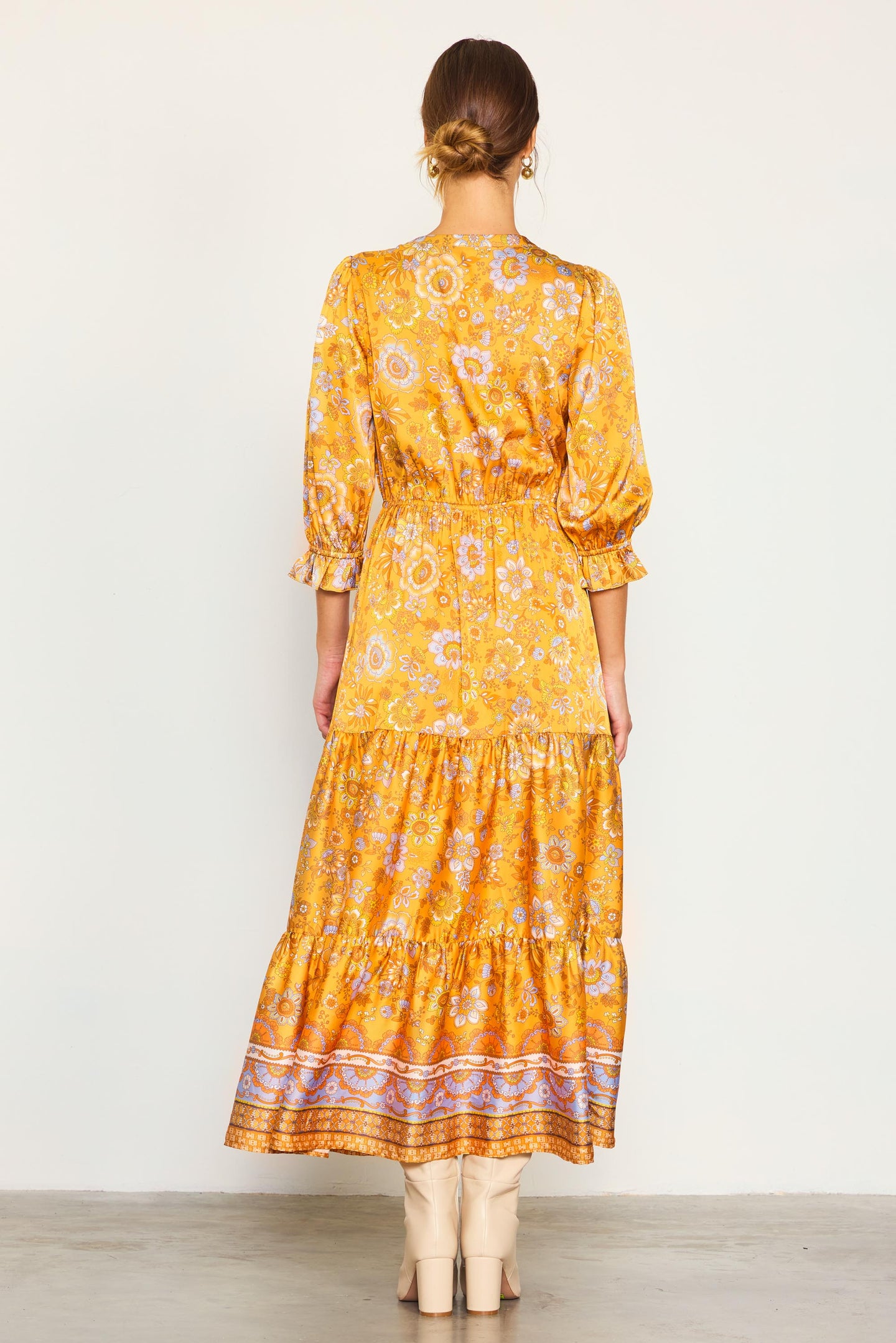 Retro Floral Motif Maxi Dress