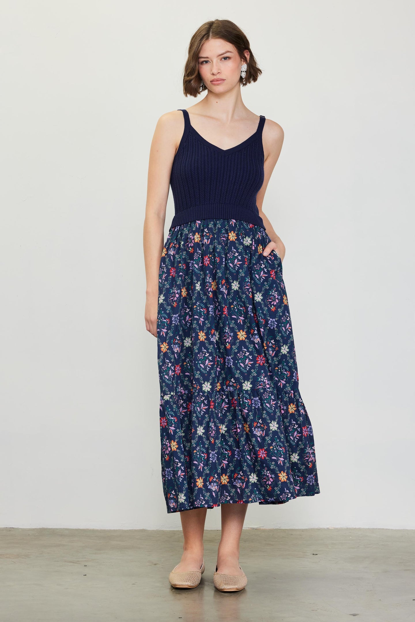 Amelia Floral Print Midi Dress