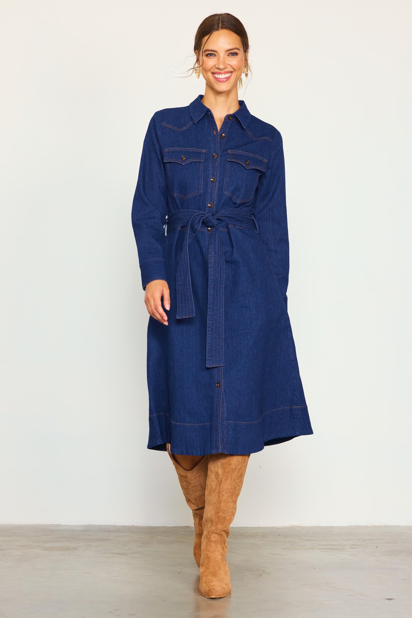 Long Sleeve Denim Shirt Dress