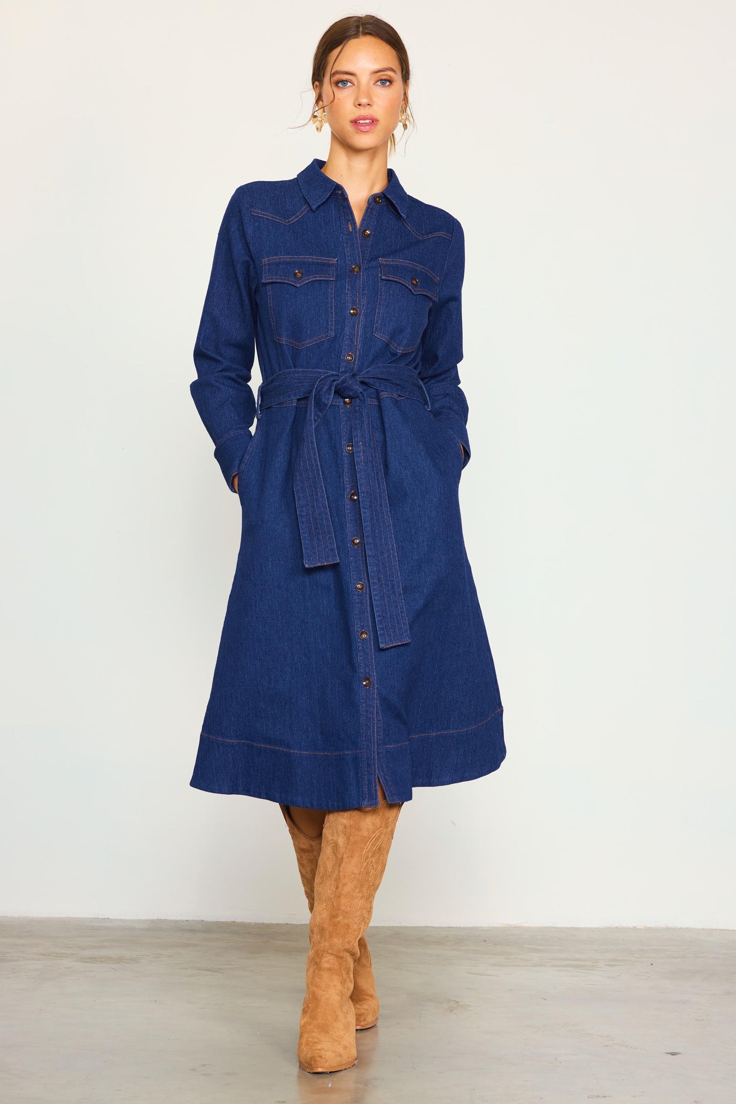 Long Sleeve Denim Shirt Dress