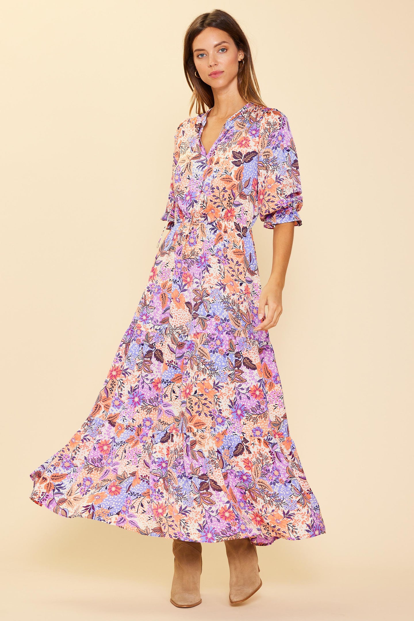 Dahlia Print Maxi Dress