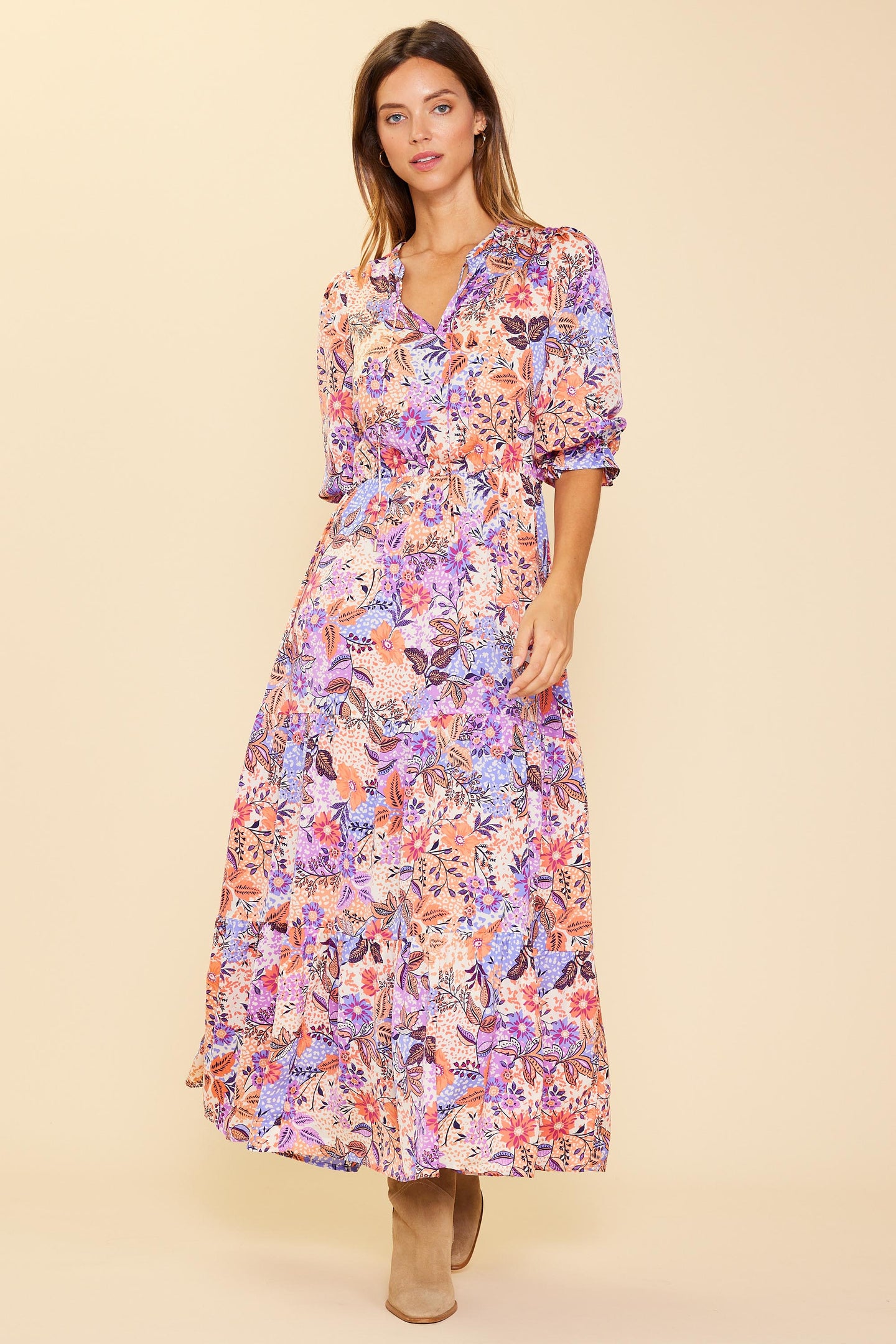 Dahlia Print Maxi Dress