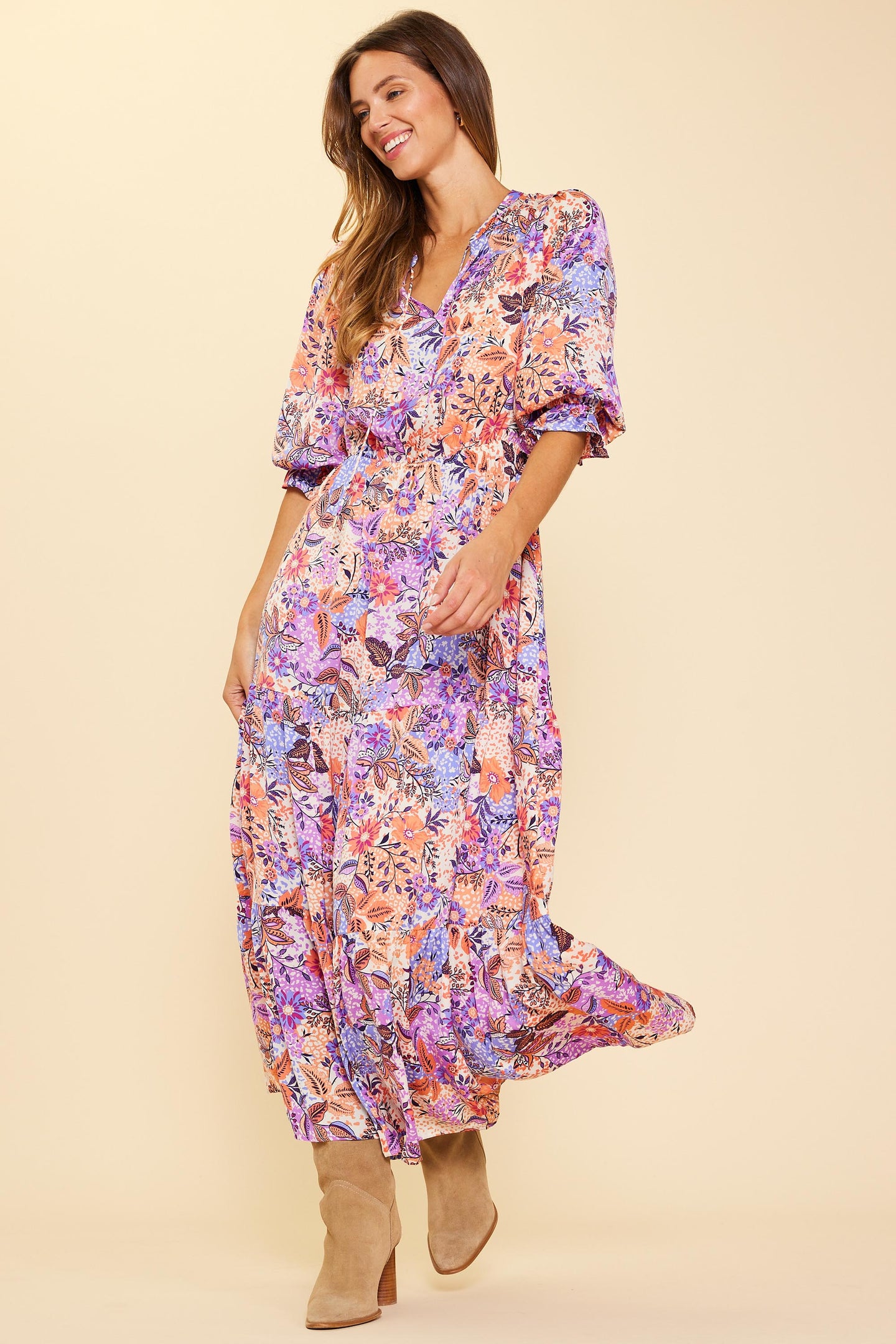 Dahlia Print Maxi Dress