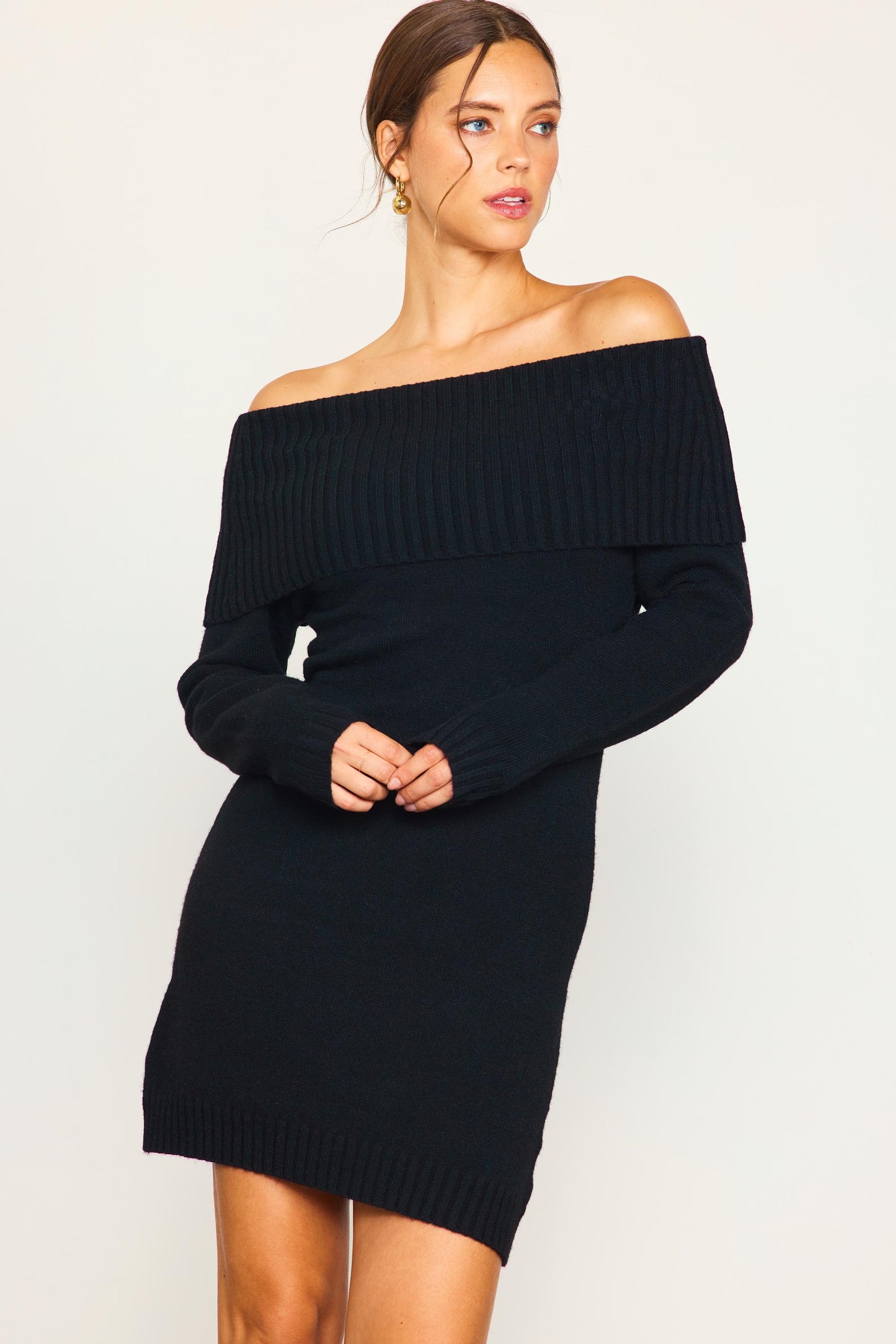 Off Shoulder Mini Sweater Dress