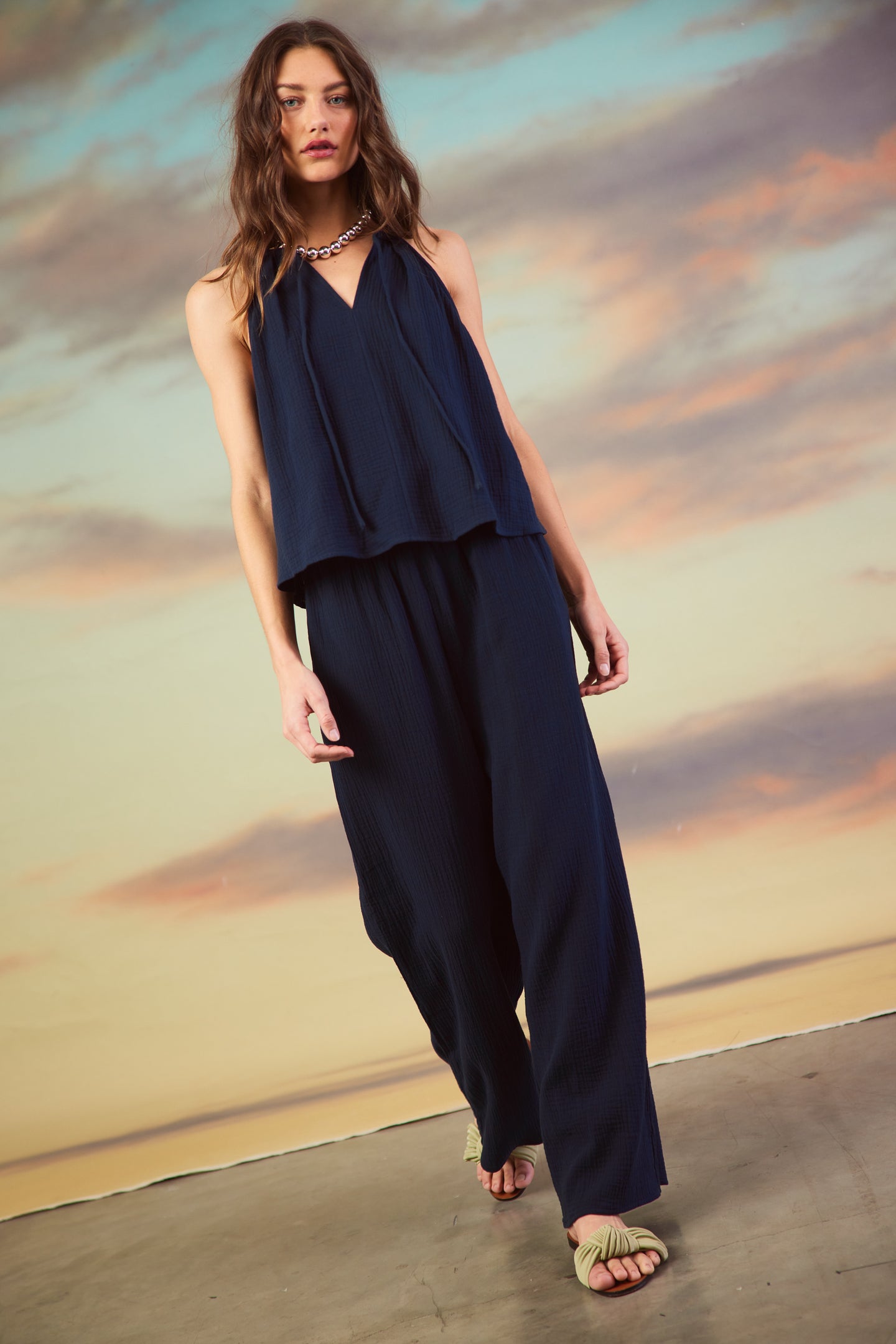 Gaia Smocked Waist Wide Leg Pants