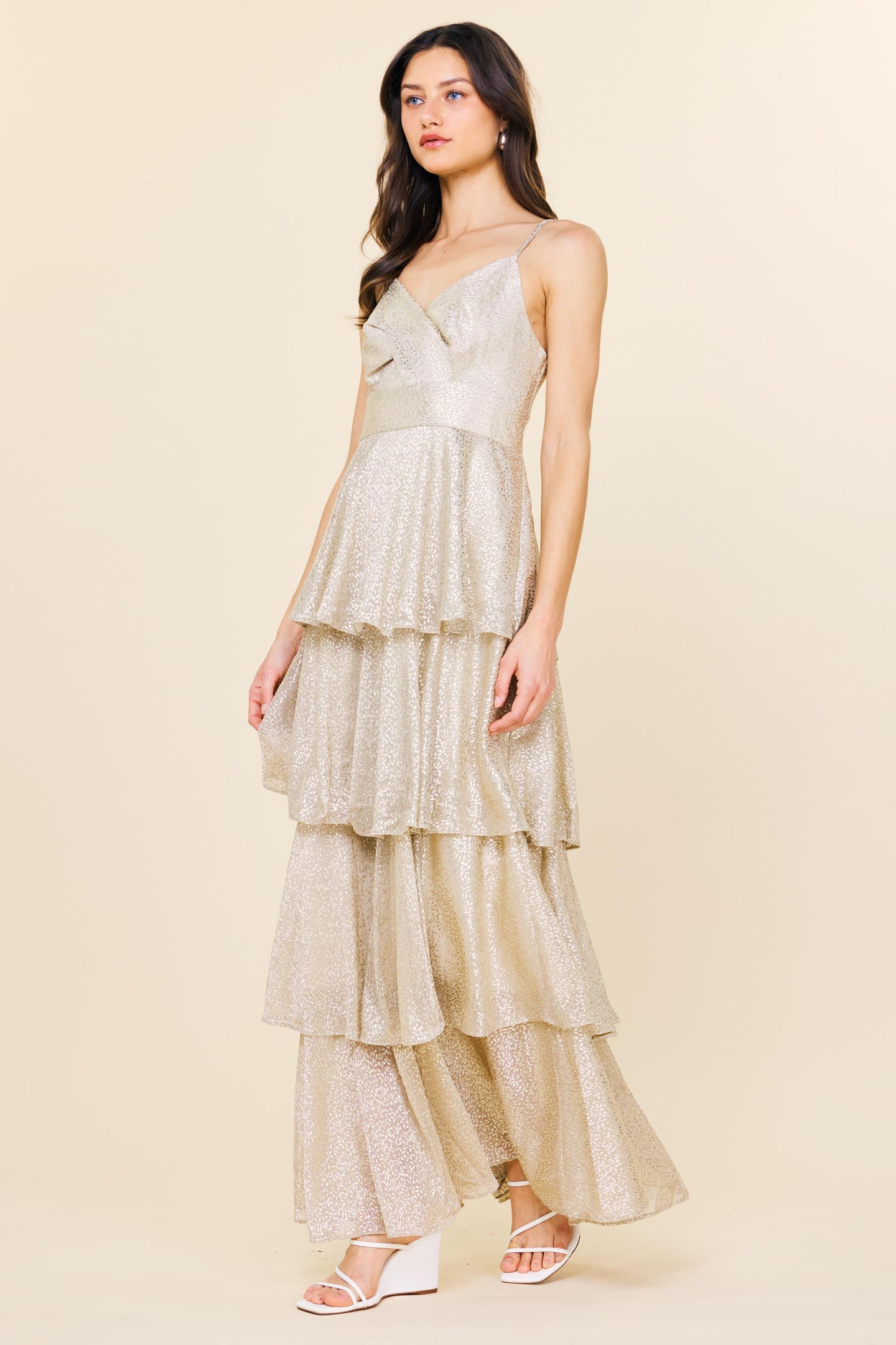 Lurex Tiered Maxi Dress