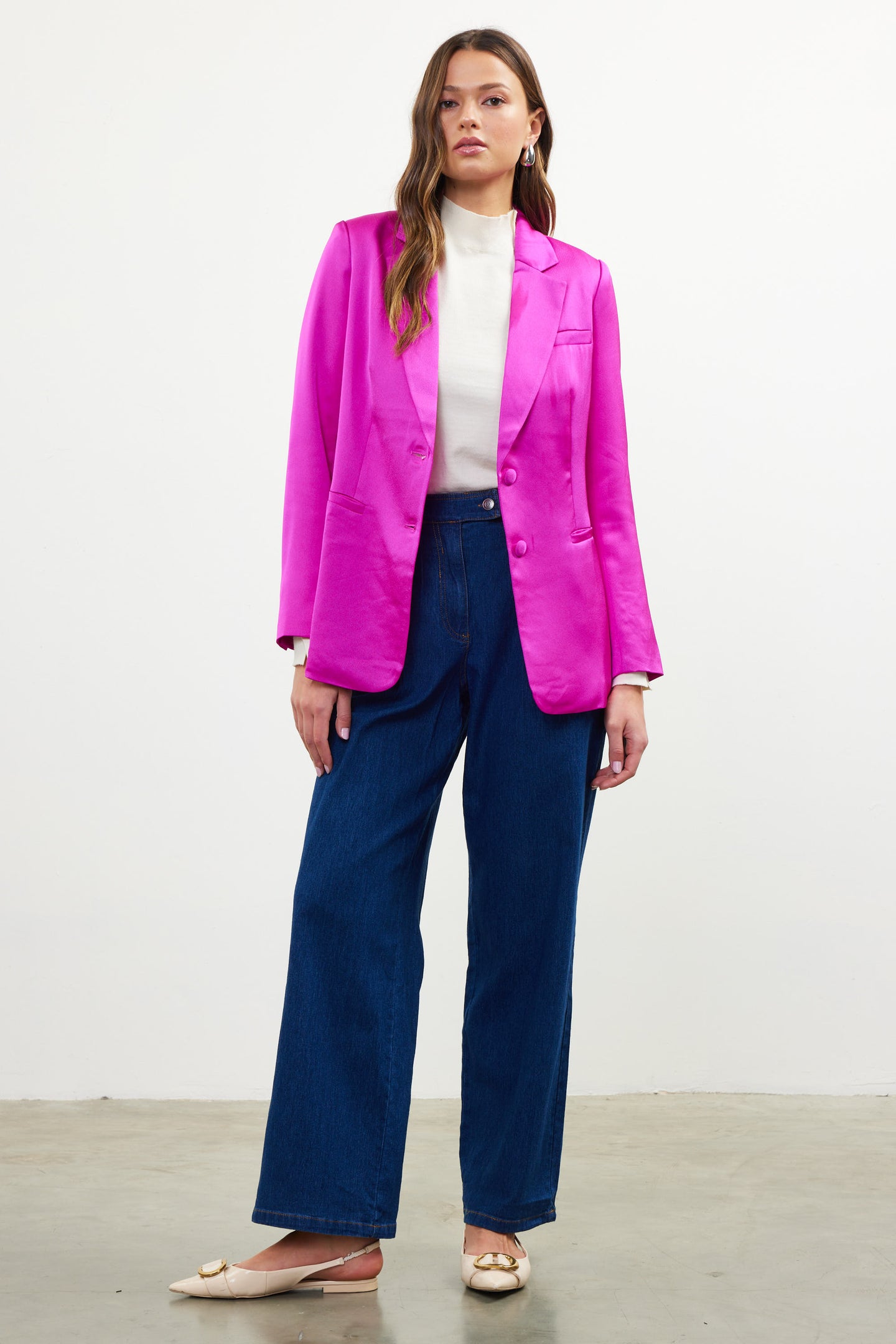 Neon Satin Welt Pocket Blazer