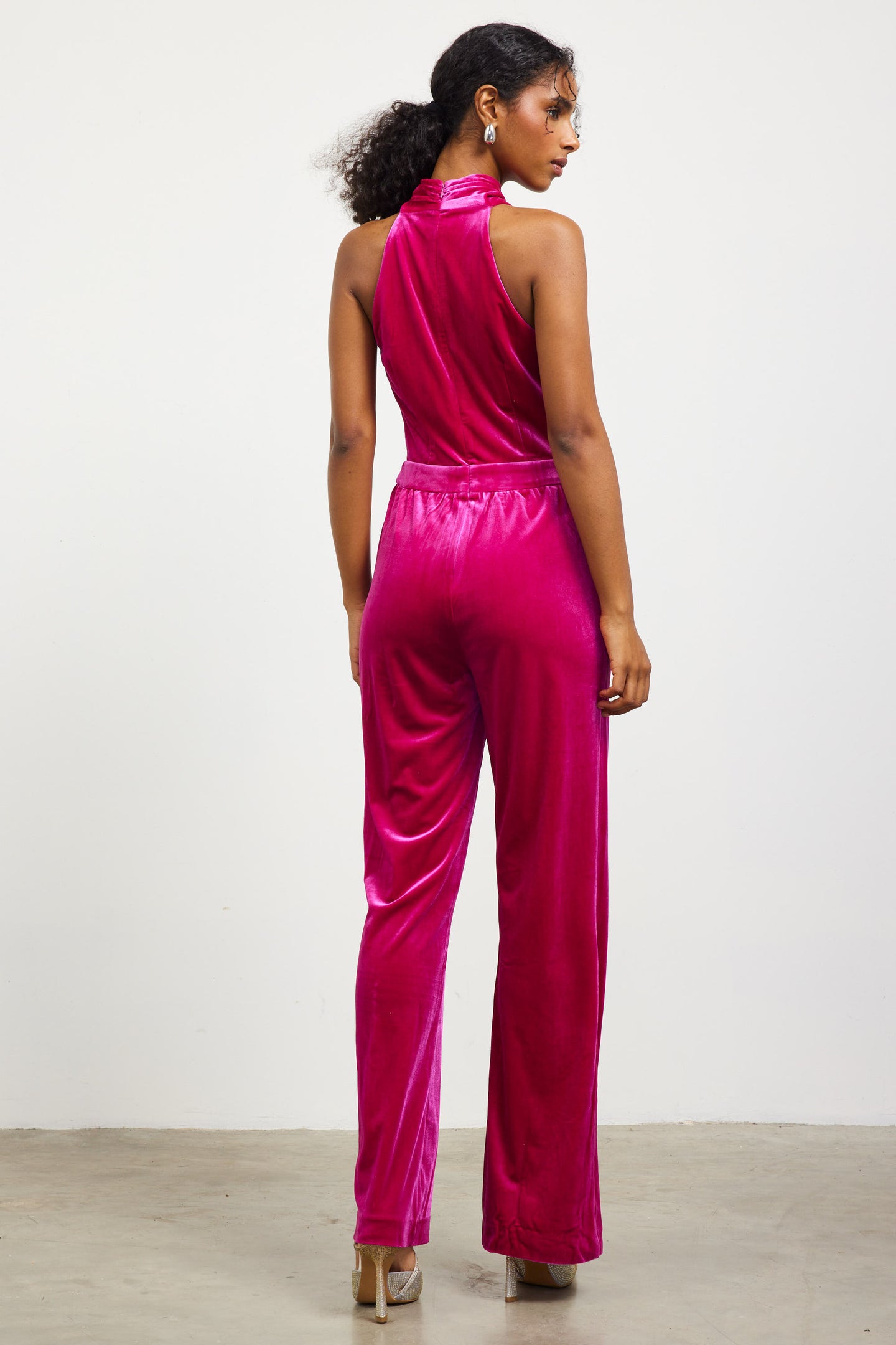 Velvet Halter Neck Jumpsuit