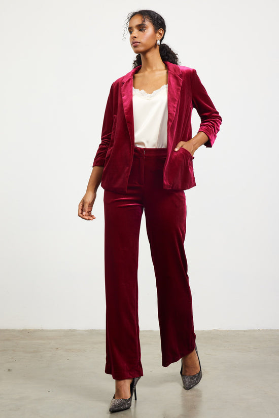 Ruched Velvet Blazer