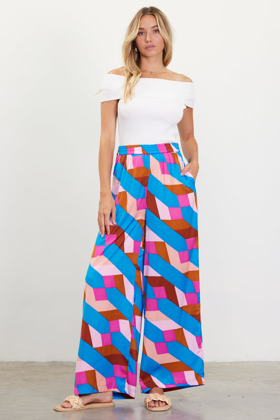 Geometric Print Wide Leg Pants