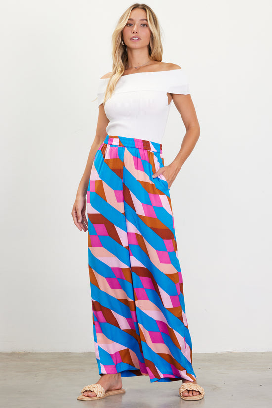 Geometric Print Wide Leg Pants