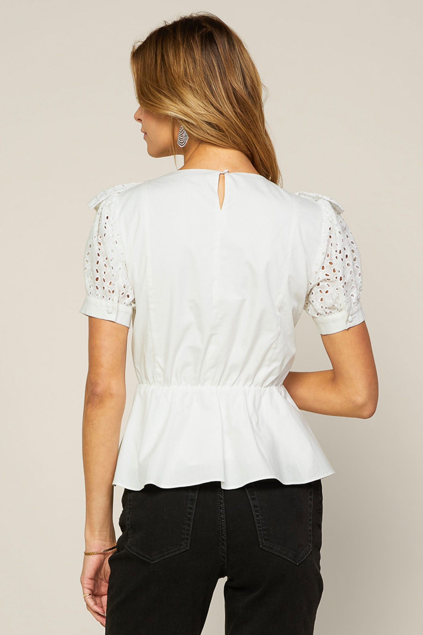 Peplum Eyelet Blouse