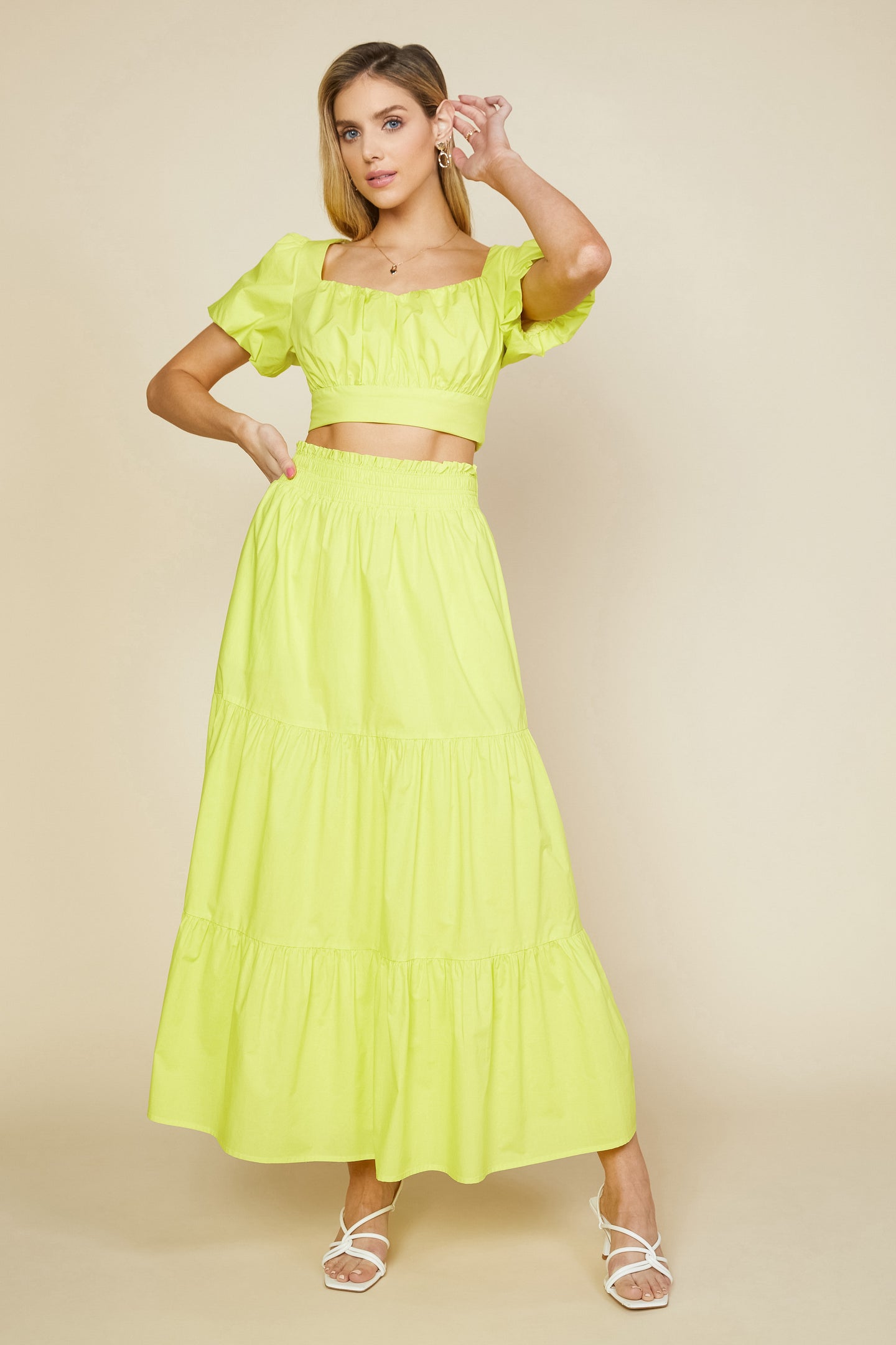 Poplin Tiered Maxi Skirt