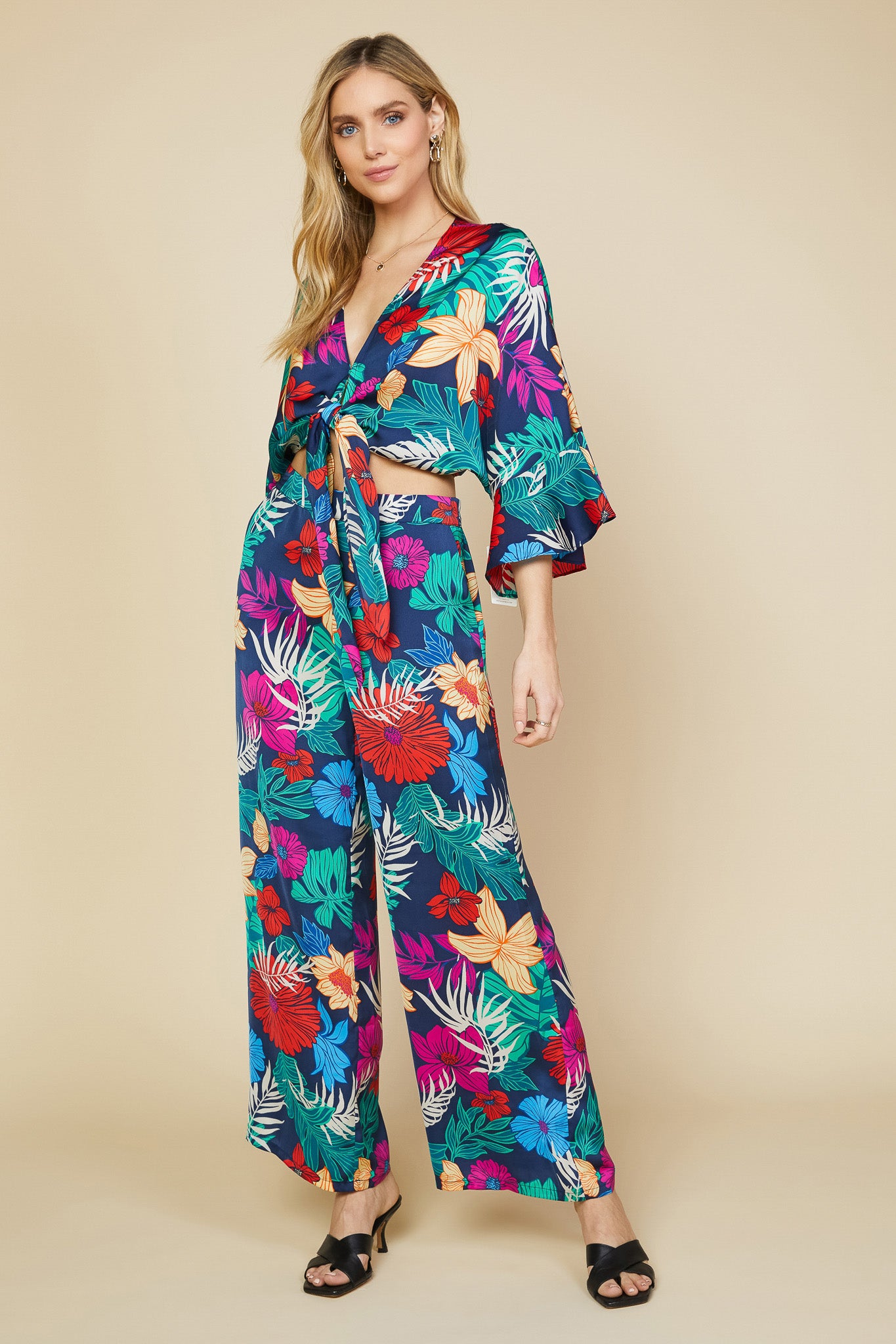 Tropical Print Palazzo Pants