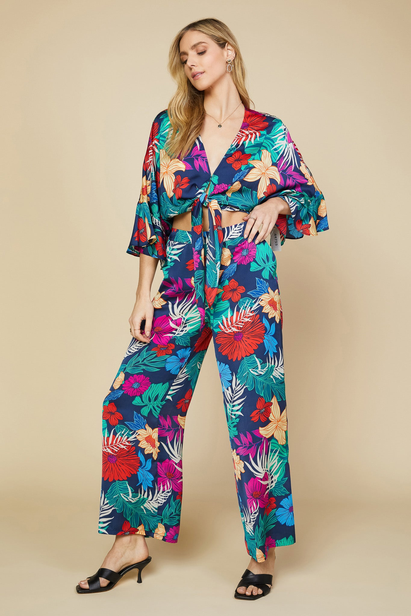 Tropical Front Tie Kimono