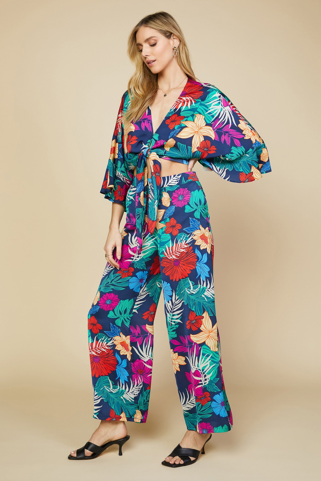 Tropical Front Tie Kimono