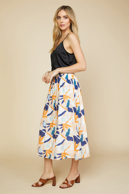 Abstract Botanical Midi Skirt