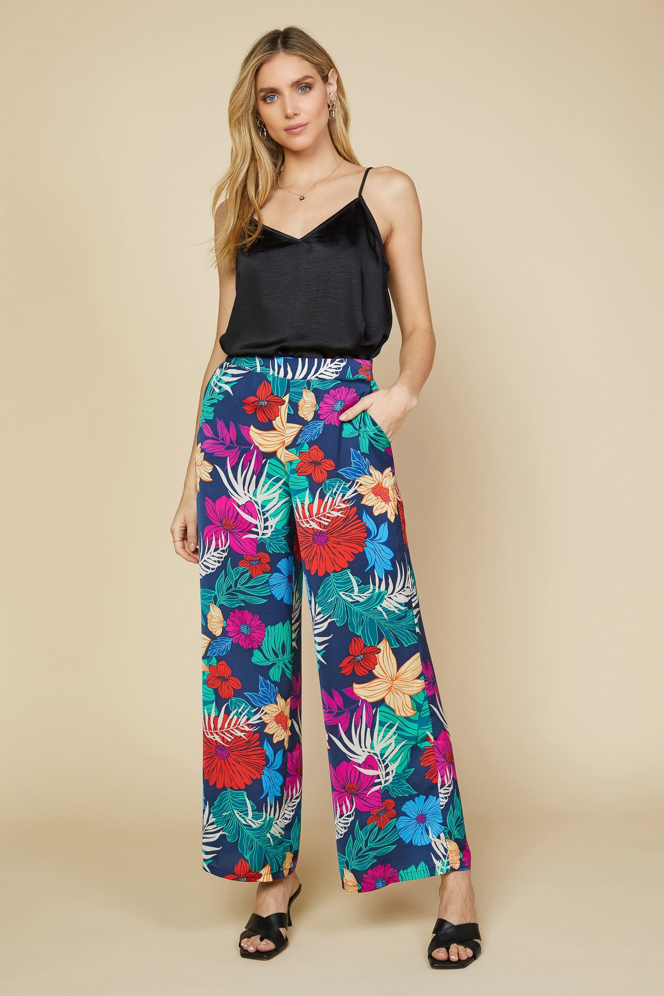 Tropical Print Palazzo Pants