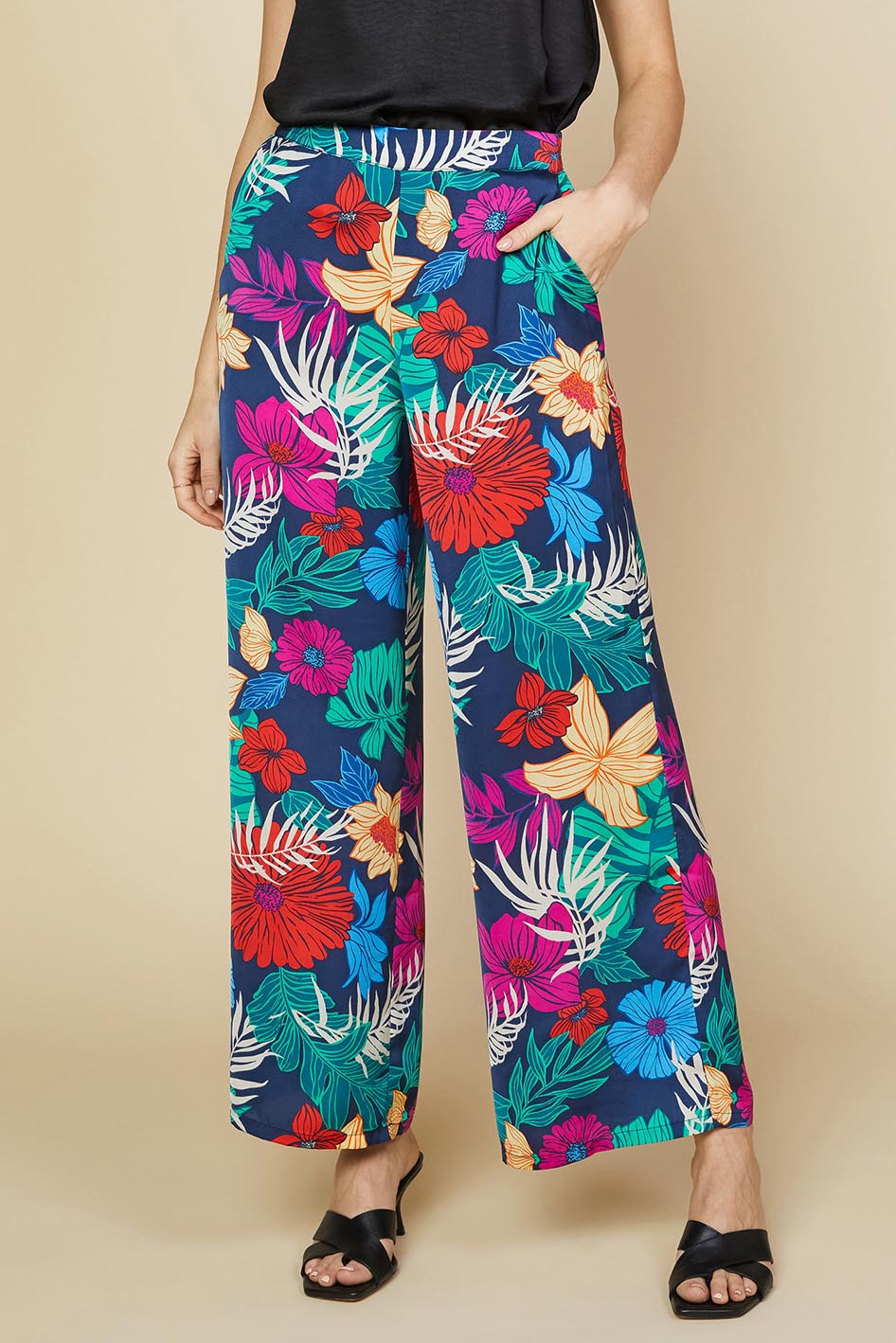 Tropical Print Palazzo Pants