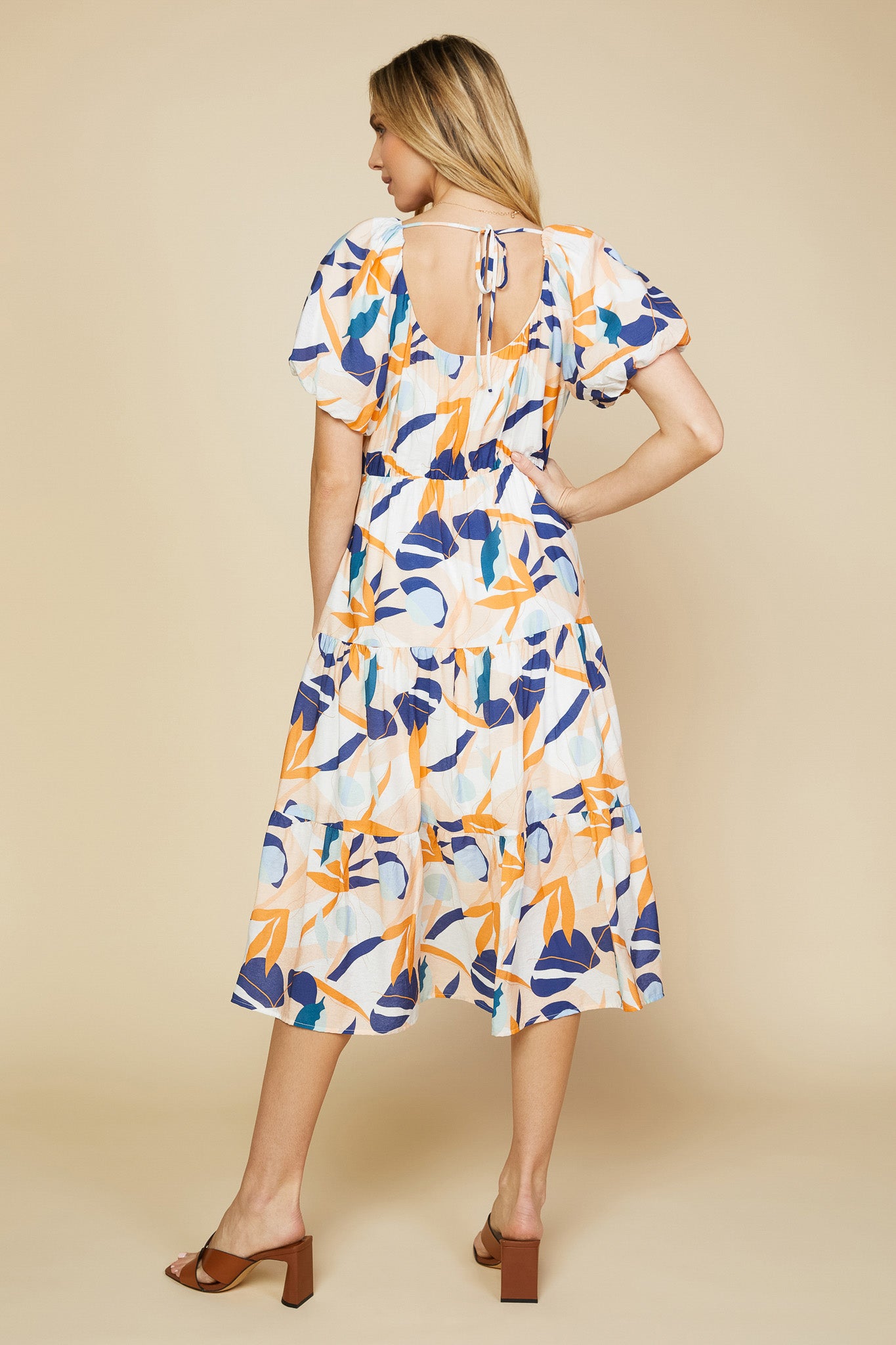 Abstract Botanical Midi Dress