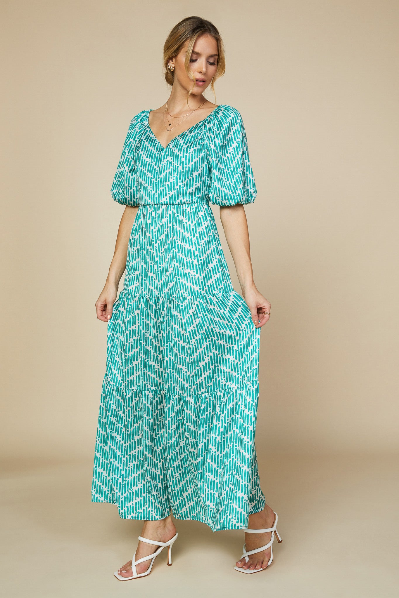 Watercolor Chevron Maxi Dress