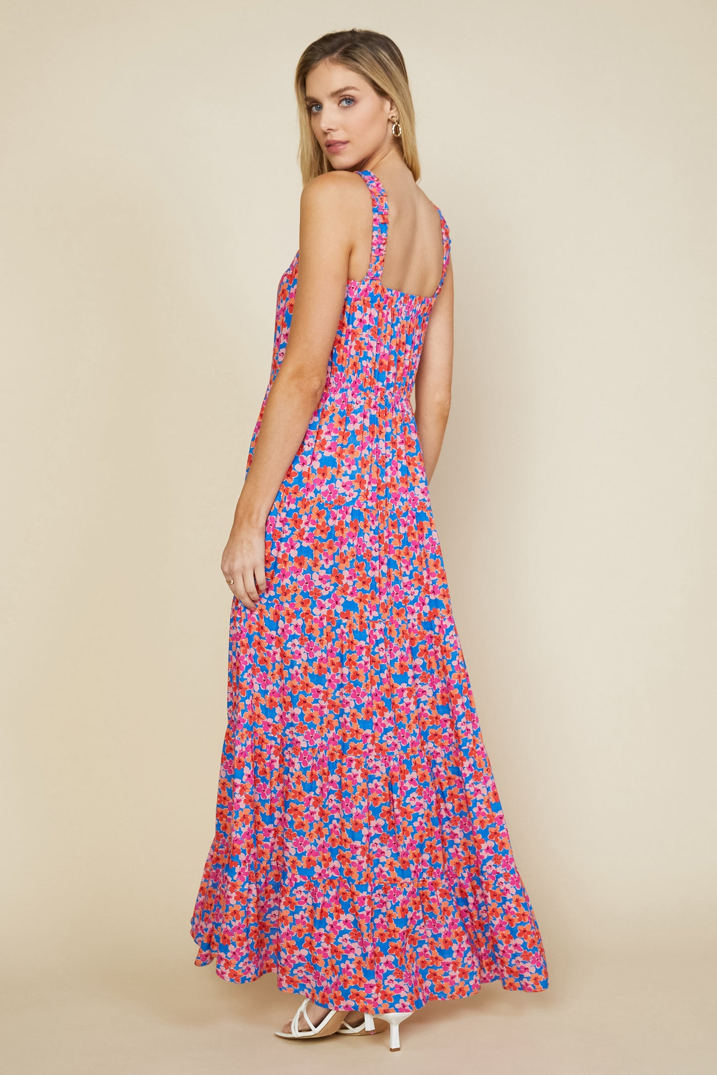 Bohemian Floral Crossed Neck Maxi Dress