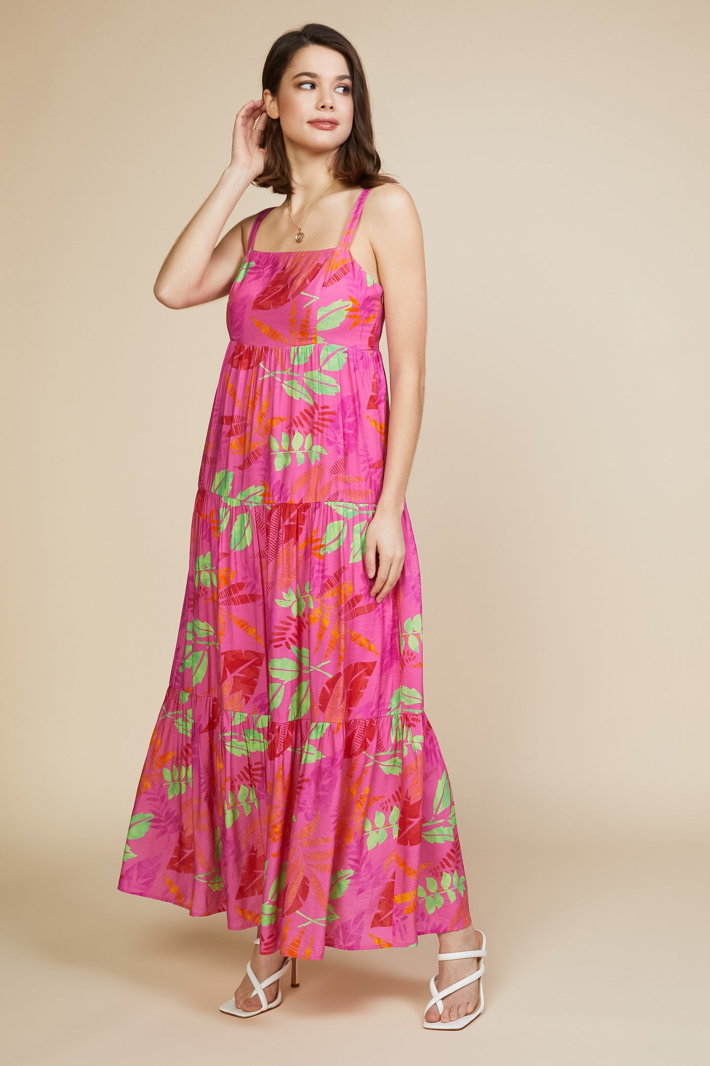 Tropical Print Maxi Dress