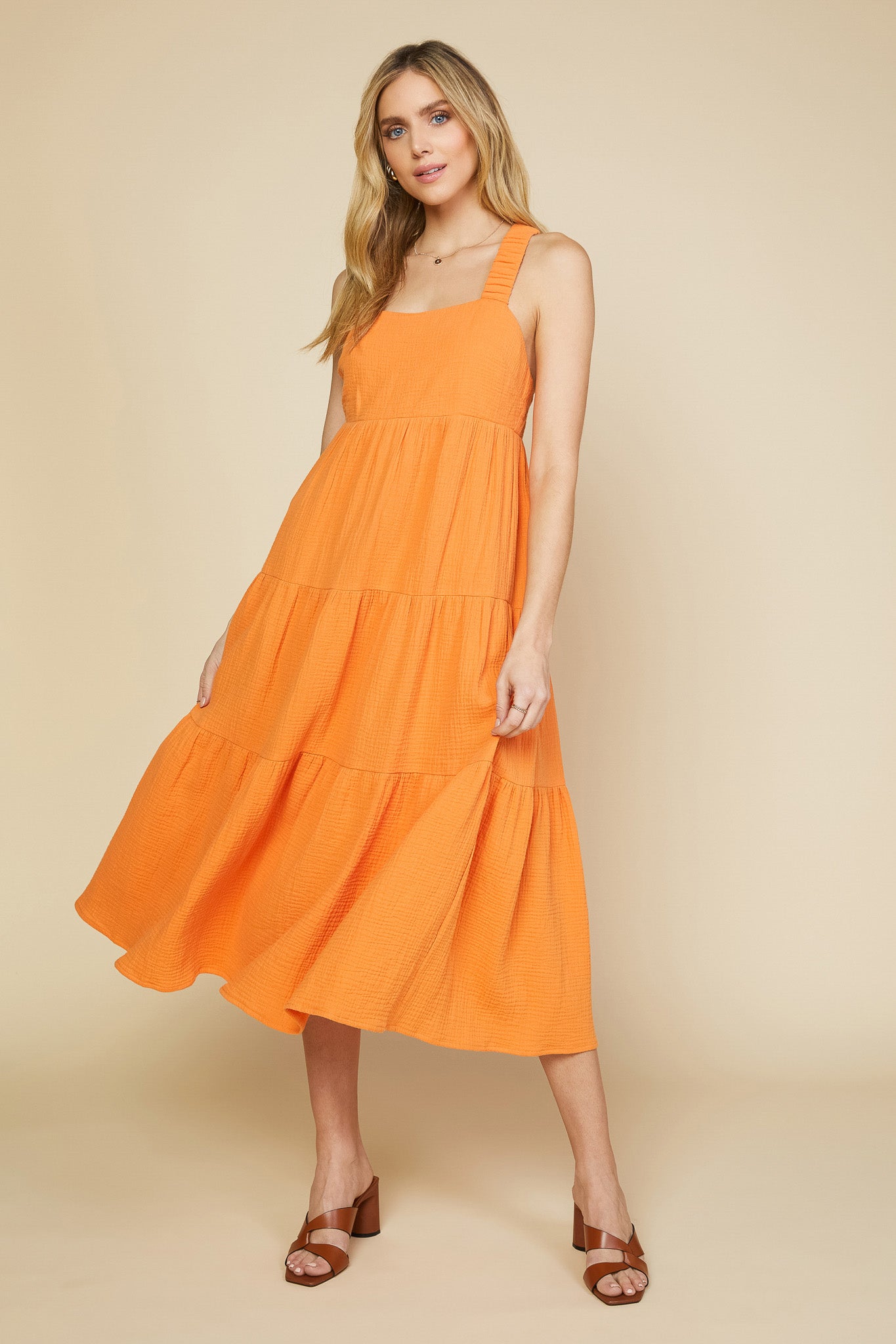 Cross Back Tiered Maxi Dress