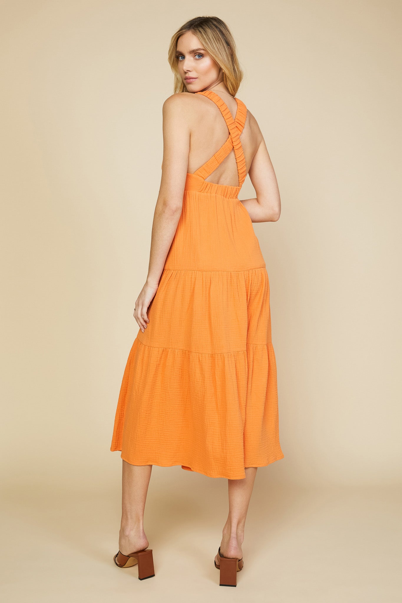 Cross Back Tiered Maxi Dress